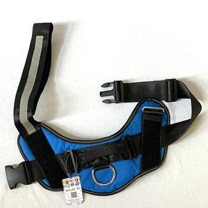 Dog Harness Breathable Adjustable Blue/Black Size Large